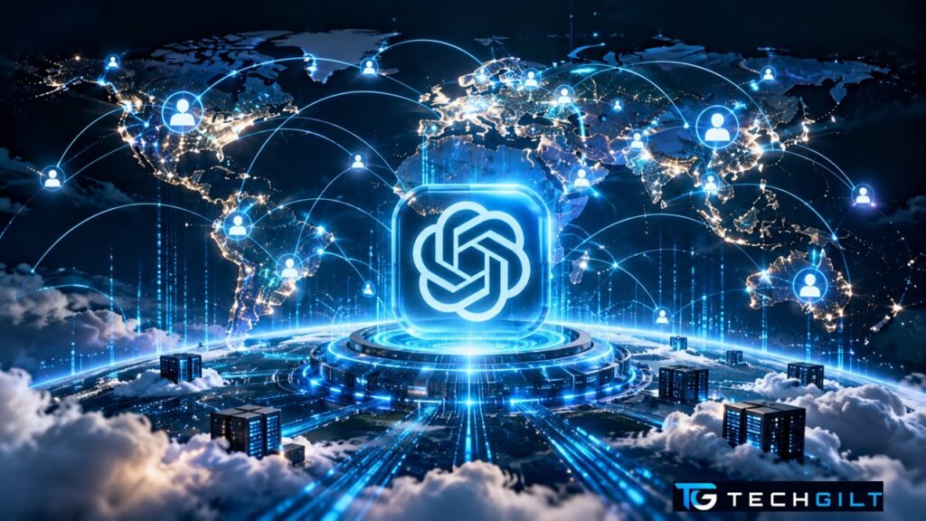 ChatGPT hits 1 billion users: glowing OpenAI logo over a connected world map