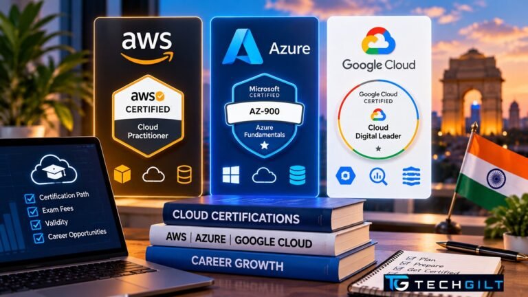 Cloud certifications badges for AWS, Azure and Google Cloud